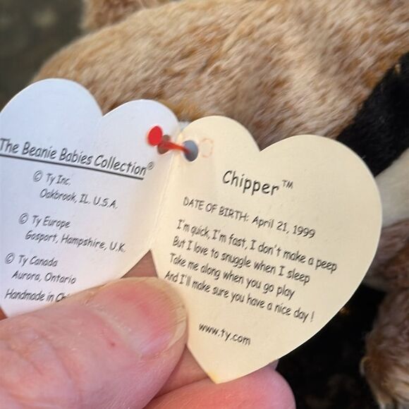 Ty Beanie Babies Chipper the Chipmunk, Ty Beanie Ty 1999. Size 7” - Picture 8 of 10